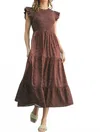 Wishlist Amelia Midi Dress In Burgundy & Clover In Brown