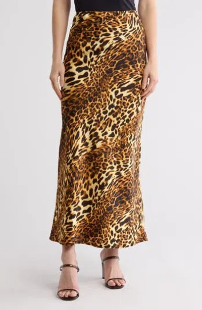 Wishlist Animal Print Maxi Skirt In Brown
