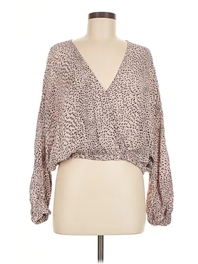 Pre-owned Wishlist Apparel Long Sleeve Blouse In Brown