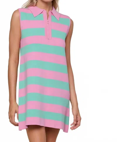 Wishlist April Polo Sweater Dress In Pink/ Mint In Multi