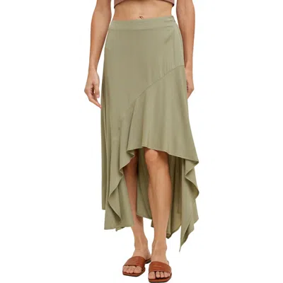 Wishlist Asymmetric Midi Skirt In Green