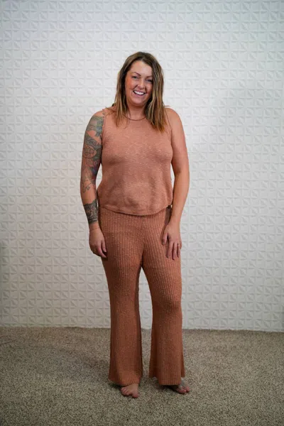 Wishlist Away We Go Two Piece Sweater Set In Terracotta In Brown