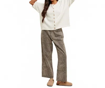 Wishlist Loose Fitting Leopard Pants In Beige In Transparent