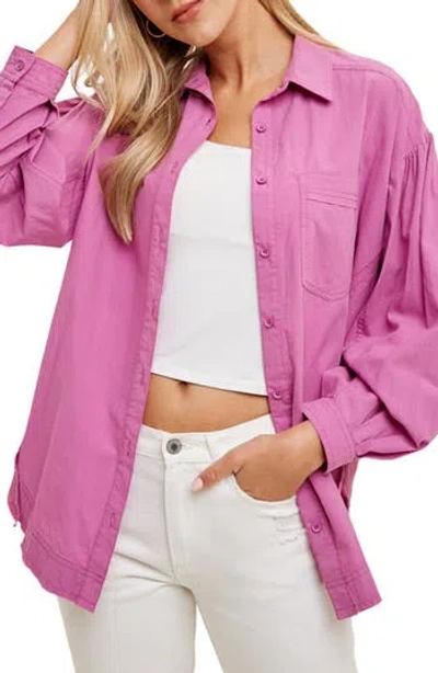 Wishlist Balloon Sleeve Button-up Shirt In Purple