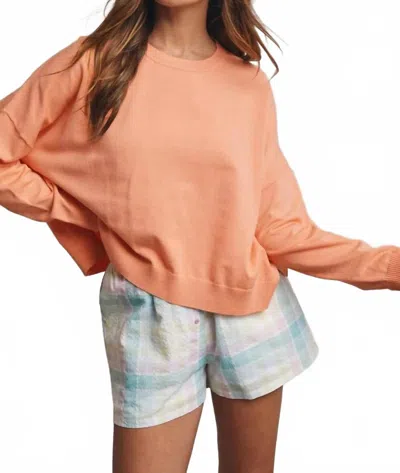 Wishlist Basic Drop Long Sleeve Sweater In Melon In Orange