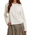 Wishlist Basic Long Sleeve Raw Edge Tee In White In White