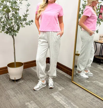 Wishlist Basic Relaxed Crop Knit Tee In Pink