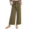 Wishlist Belted Paperbag Pants With Pockets In Olive In Green