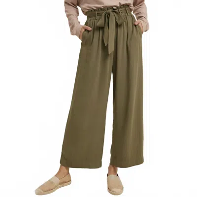 Wishlist Belted Paperbag Pants With Pockets In Olive In Green