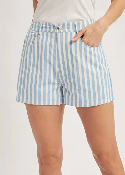 Wishlist Boardwalk Babe Striped Shorts In Baby Blue, Ivory