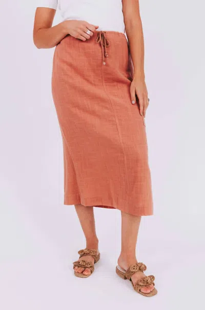 Wishlist Braided Drawstring Linen Skirt In Rose In Multi