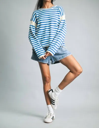 Wishlist Bright Days Sweater In Blue/cream In Multi