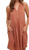 Wishlist Brinkley Button-up Mini Dress In Sienna In Brown