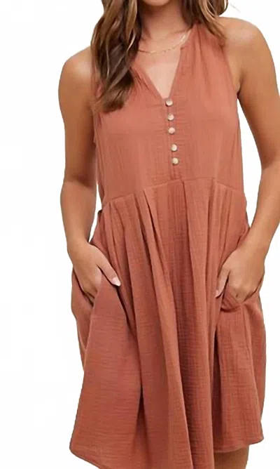 Wishlist Brinkley Button-up Mini Dress In Sienna In Brown