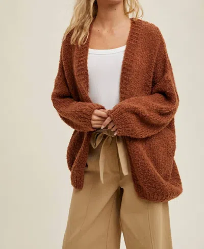 Wishlist Brushed Cardigan In Brick