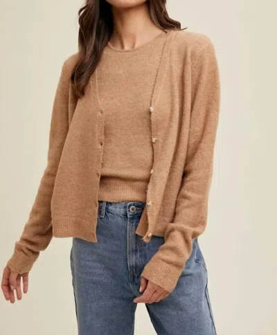 Wishlist Brushed Cardigan In Toast