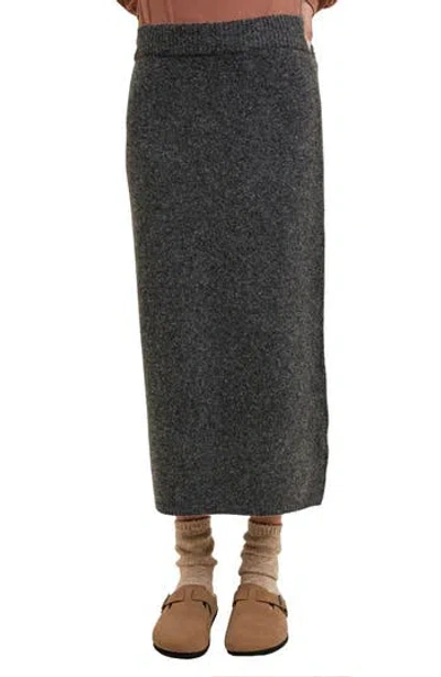 Wishlist Brushed Knit Sweater Midi Skirt In Gray