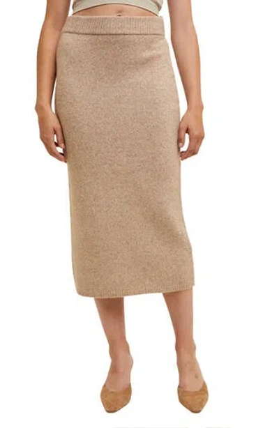 Wishlist Brushed Knit Sweater Midi Skirt In Neutral