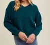 Wishlist Brushed Relaxed Crop Sweater In Forest