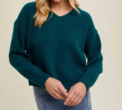 Wishlist Brushed Relaxed Crop Sweater In Forest