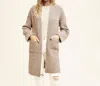Wishlist Brushed Ribbed Knit Long Cardigan In Taupe In Brown