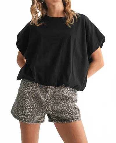 Wishlist Bubble Hem Knit Top In Black