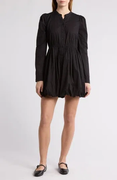 Wishlist Bubble Hem Long Sleeve Minidress In Black