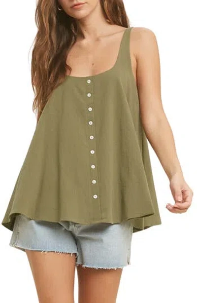 Wishlist Button Front Cotton Gauze Tank In Green
