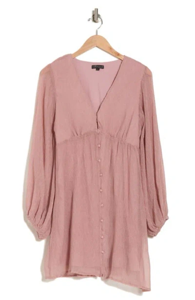 Wishlist Button Front Long Sleeve Dress In Pink