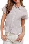 Wishlist Button Front Shirred Top In Mist