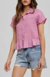 Wishlist Button Front Shirred Top In Orchid