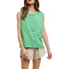 Wishlist Button Henley Tank Top In Green