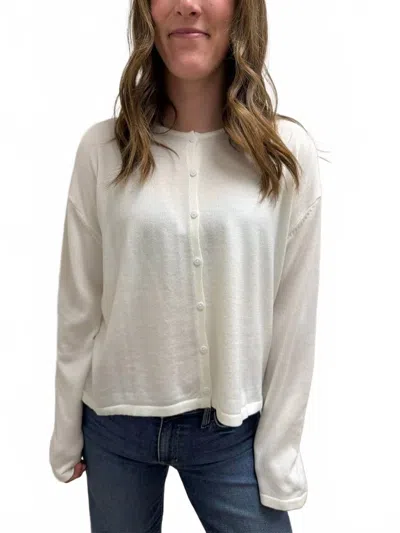 Wishlist Button Up Lightweight Sweater Cardigan In Ivory In White