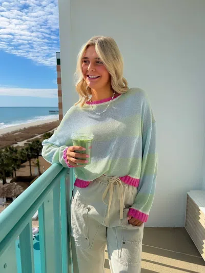 Wishlist Cabana Stripe Lightweight Sweater In Multi