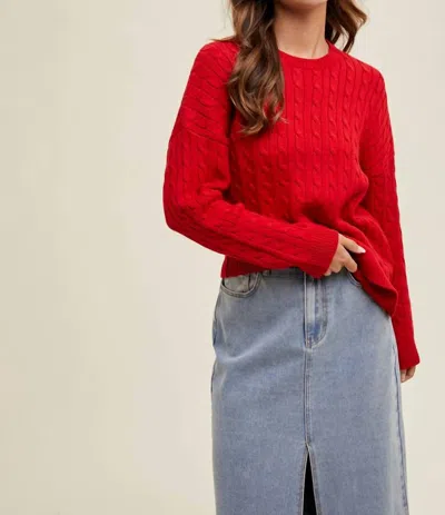 Wishlist Cable Knit Sweater In Red