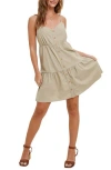 Wishlist Cami Button-up Tiered Minidress