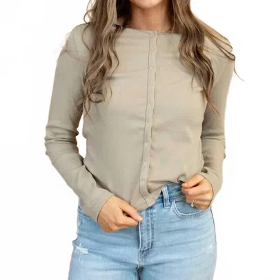 Wishlist Carissa Ribbed Top In Stone In Gray