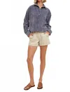 Wishlist Chandler Crop Corduroy Button Down In Charcoal In Neutral