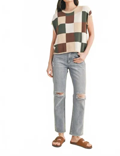 Wishlist Checker Fun Knit Sleeveless Sweater Top In Multi