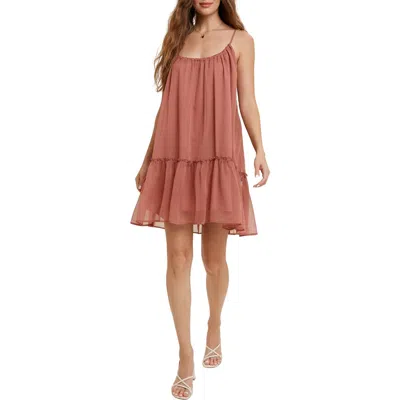Wishlist Chiffon Babydoll Minidress In Red