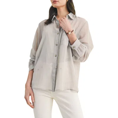 Wishlist Chiffon Button Front Shirt With Cami In Grey