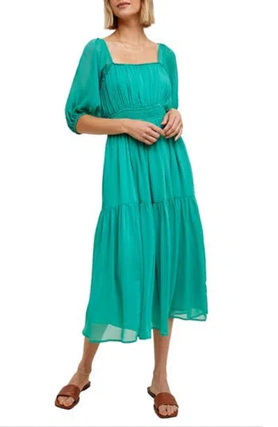 Wishlist Chiffon Tiered Midi Dress In Green