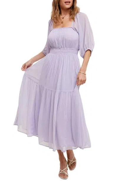 Wishlist Chiffon Tiered Midi Dress In Purple