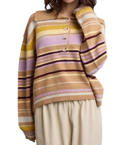 Wishlist Collared Stripe Sweater In Lavender In Multi