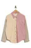 Wishlist Colorblock Corduroy Shacket In Pink