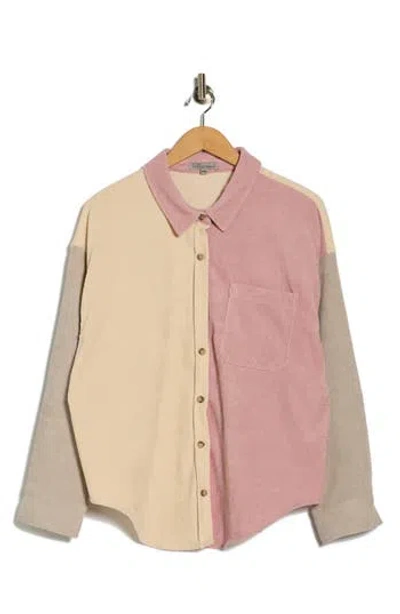 Wishlist Colorblock Corduroy Shacket In Pink