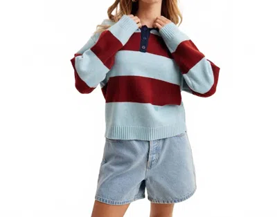 Wishlist Colorblock Striped Sweater In Maroon In Blue
