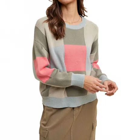 Wishlist Colorful Check Sweater In Dove/punch In Multi