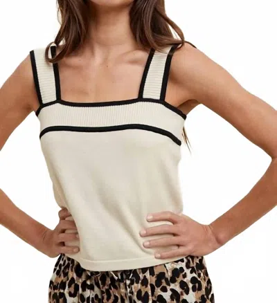 Wishlist Contrast Sweater Tank Top In Taupe Black In Transparent