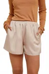 Wishlist Cora Satin Lined Shorts In Champagne In Neutral